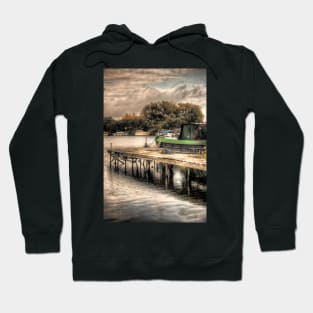 Narrow Boat and Jetty HDR Hoodie